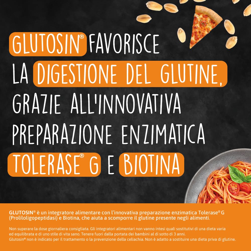 EG GLUTOSIN® Intolleranza Glutine Integratore Alimentare con Tolerase® G e Biotina 90 Compresse