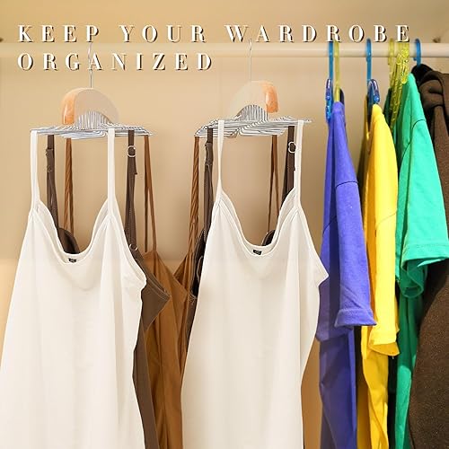 Miniatura 5 de 6 ganchos de madera para atar con 24 ganchos de metal que ahorran espacio, colgador de corbata giratorio de 360 grados, organizador de brasieres