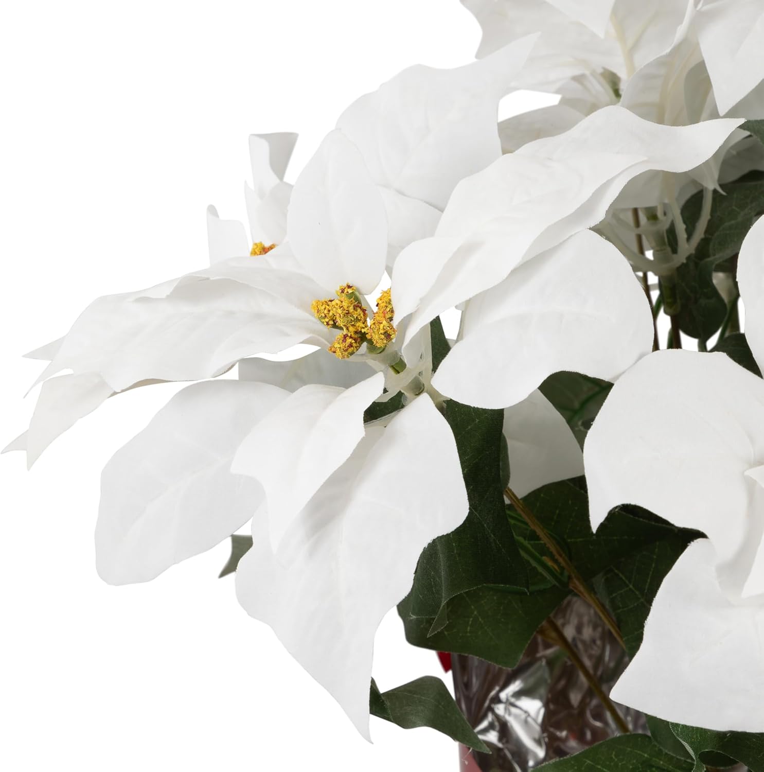Northlight Artificial Christmas Poinsettia in Wrapped Base - 26" - White