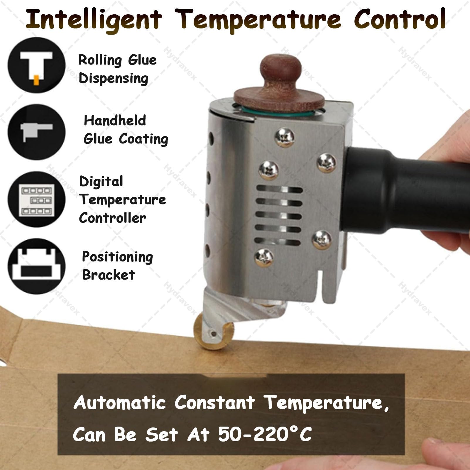 Rullo per colla a caldo a pressione manuale, controllo della temperatura 50-220 °C, rullo per colla, per pelle, cartone, album, capacità 150 ml