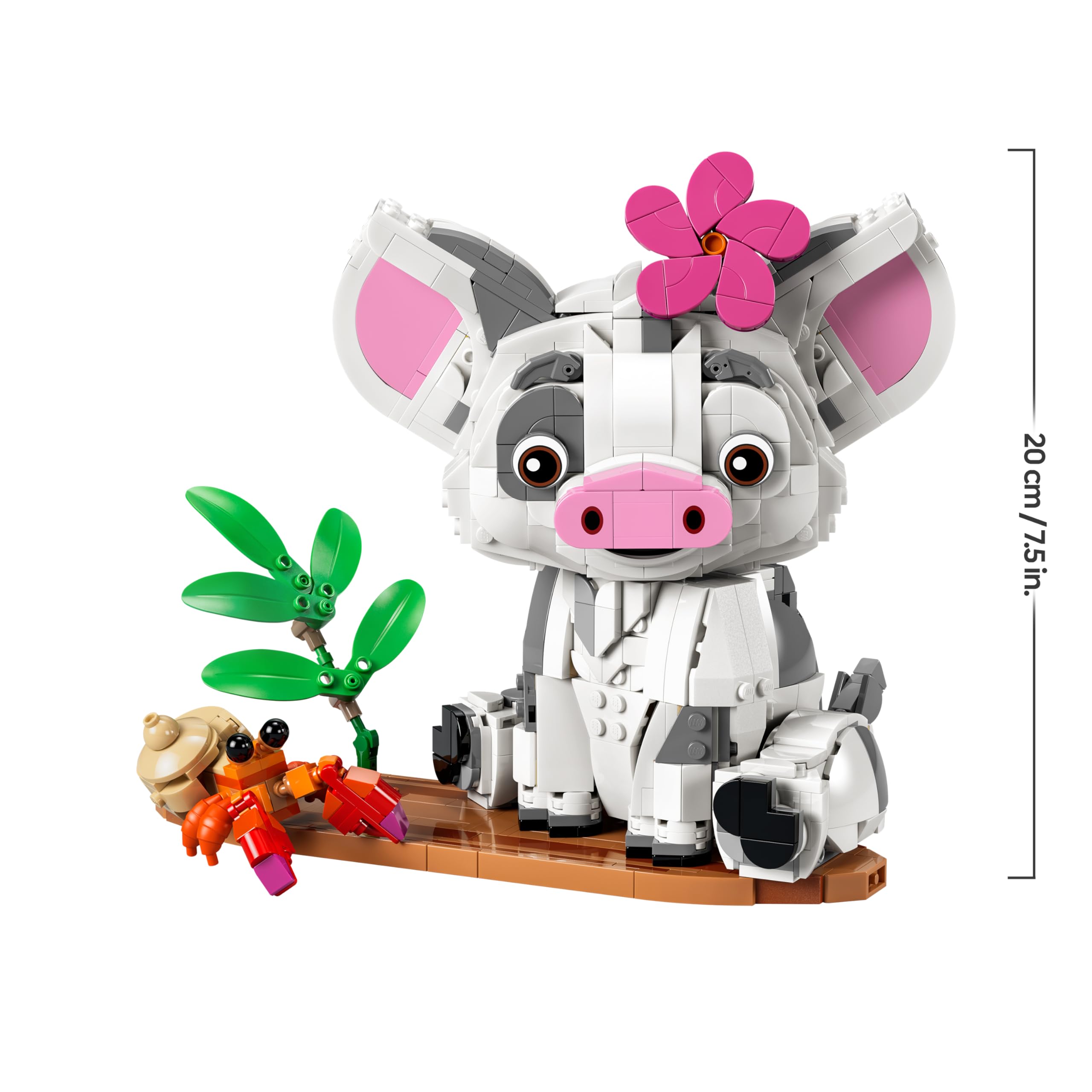 LEGO | Disney Vaiana Pua - Spielzeug Schwein mit Blume, Krabbe und Floßständer als Zimmerdeko - Geburtstagsgeschenk für Mädchen ab 9 Jahren und Filmfans - 43292