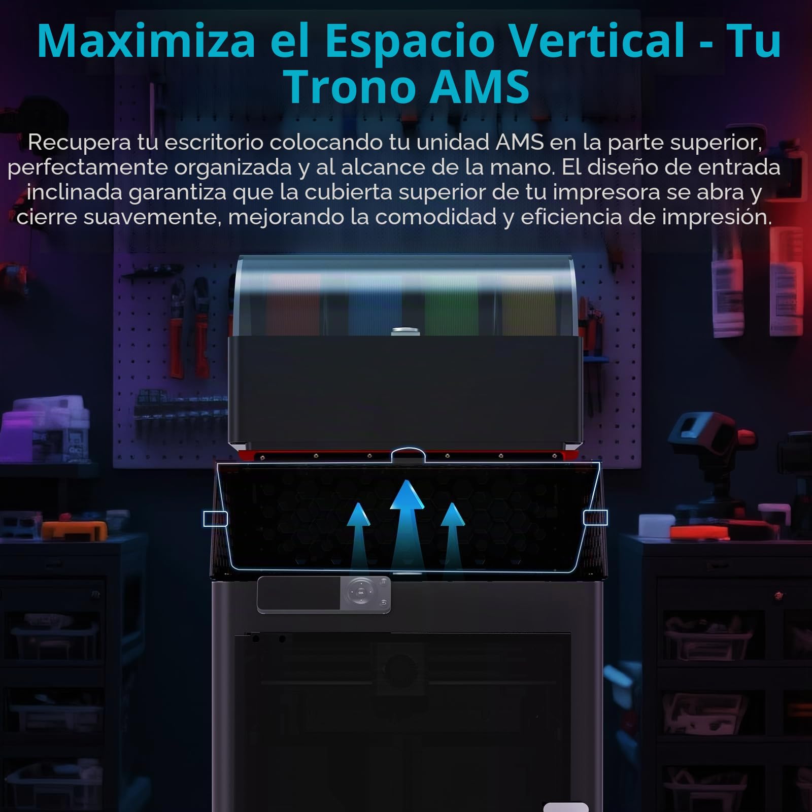 BIQU Panda Perch Dual AMS Soporte para impresora 3D Bambu-Lab P1P/P1S/X1C/X1E, herramienta de almacenamiento AMS con iluminación LED, soporte de aluminio ligero