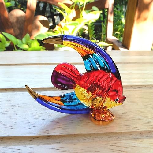 Miniatura 2 de Figuras de fantasía hechas a mano de pez ángel de cristal soplado de 2 pulgadas, figuras artísticas, ideas de regalo de casa de muñecas
