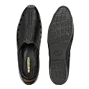 VFORVERILLA Men's Ethnic Laser Cut Slip On Flat Juttis and Mojaris Black gallery image