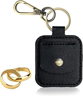 Leather Ring Holder Keychain for Jewelry, Traveling Gym Pouch for Wedding ring, guitar picks, Gift for Women Men
