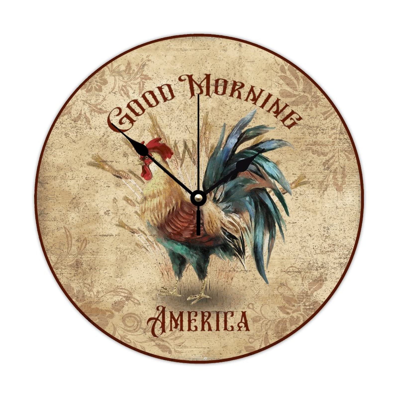 Horloge en bois Rooster cadeau amusant de pendaison de cremaillere vintage