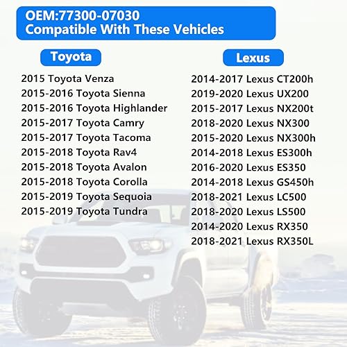 Miniatura 2 de Tapa de combustible para 77300-07030 compatible con Toyota Tundra Camry Rav4 Corolla Tacoma Venza Sienna Highlander Avalon Sequoia, Lexus CT200h