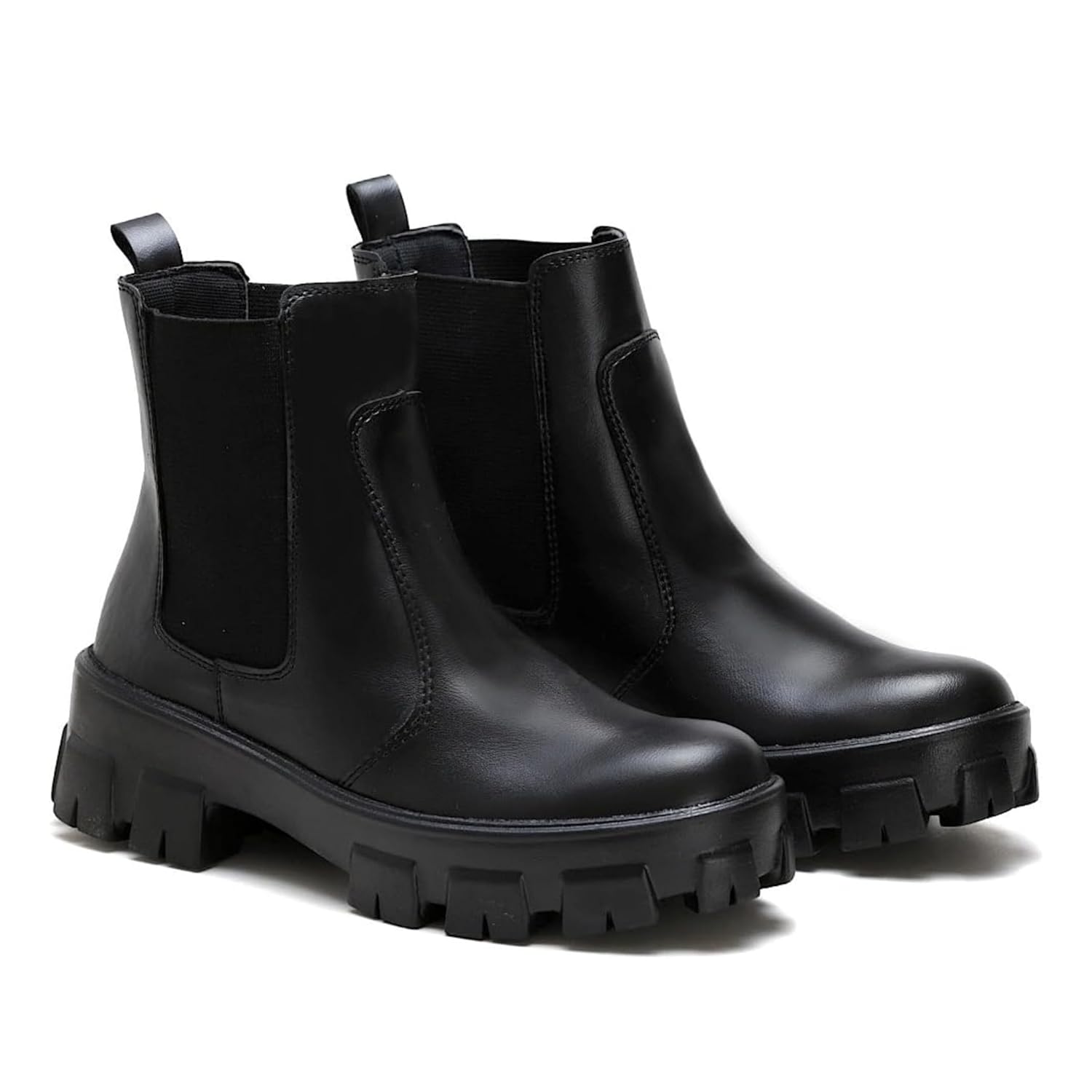 Coturno Feminino Tratorado com Elastico Lateral Visual Moderno Confortavel Estiloso para Outono Inverno Moda Casual