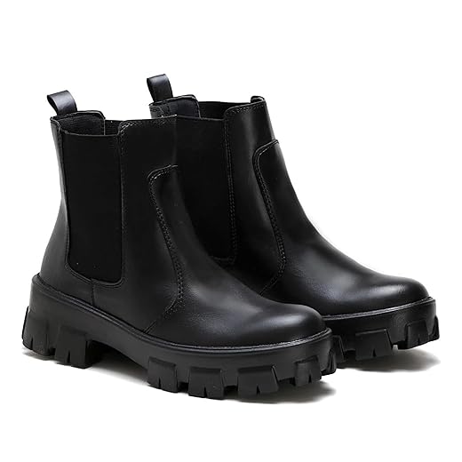 Coturno Feminino Tratorado com Elástico Lateral Estilo Atual Conforto para Estações Frias