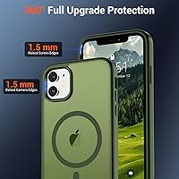 Vista 1206 de SUPFINE Funda magnética para iPhone 11 (compatible con MagSafe) (protección contra caídas de grado militar), translúcida mate a prueba de golpes