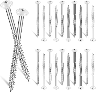 Jetec 24 Pcs Vinyl Shutter Fasteners 3 Inch Painted Screws for Vinyl Shutters Metal Carbon Steel Screws for Outside Windows Wood(White)