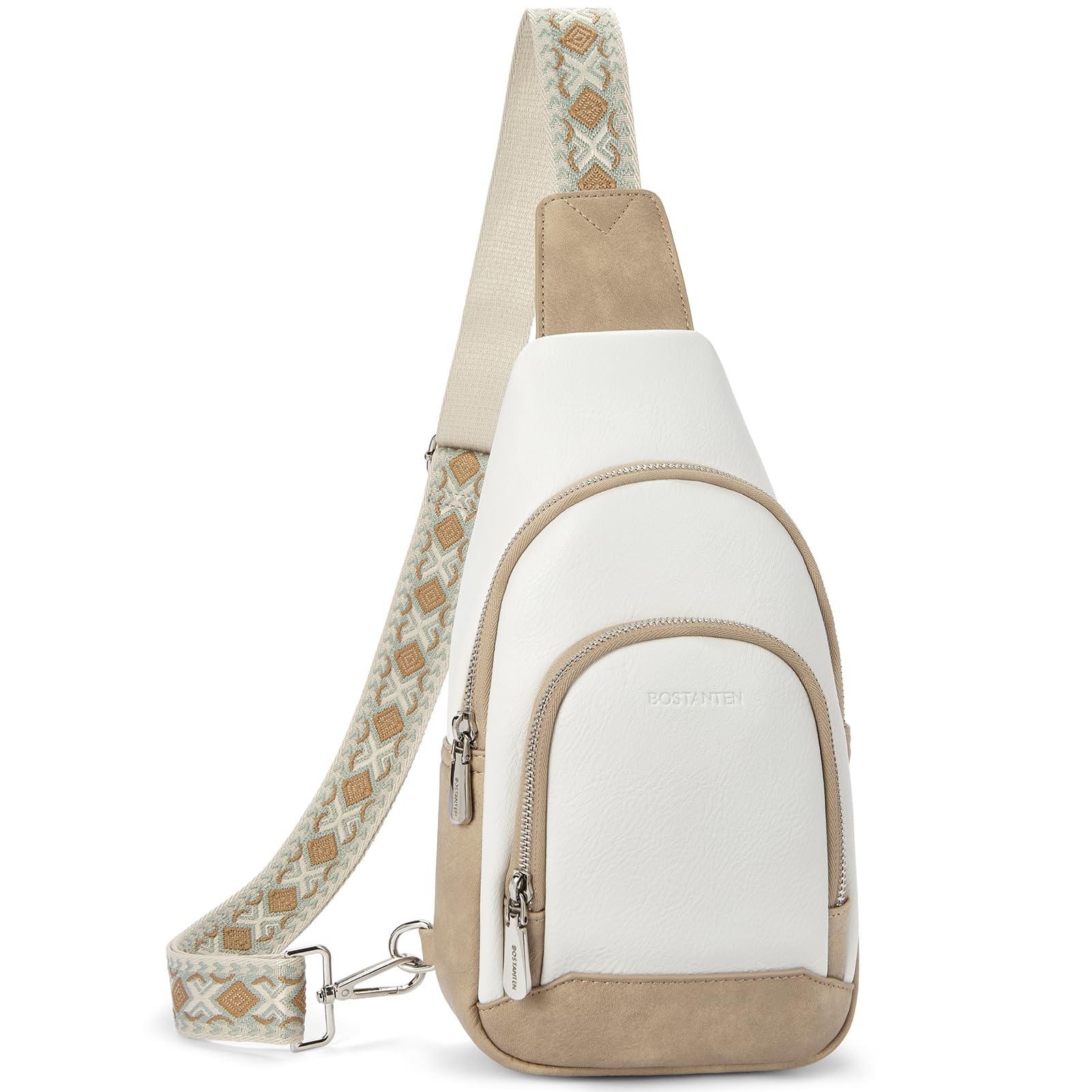 BOSTANTEN Sling Bag for Women Leather Crossbody Bag Vintage Cross Body Purse for Travel with Guitar Strap, Bohemian Style