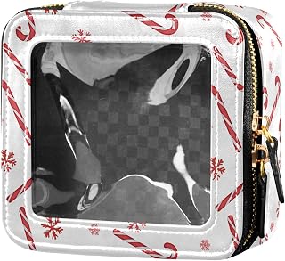 Clear Makeup Bag Christmas Candy Canes Travel Toiletry Bag with Zipper Small MakeUp Organizer Travel Essentials Cosmetic Bags for Women