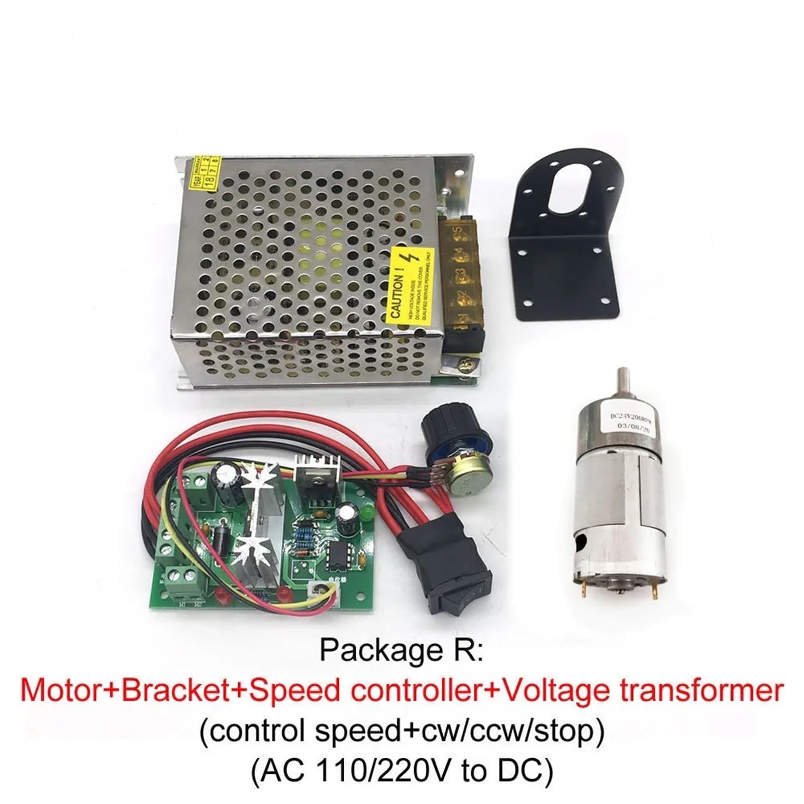 Motorreductor de CC de 12 V, Alta torsión, invertido, 24 voltios, 37 GB555, 6-800 RPM, minimotor eléctrico de Metal con Caja de Cambios.(Package A,6RPM_12V)