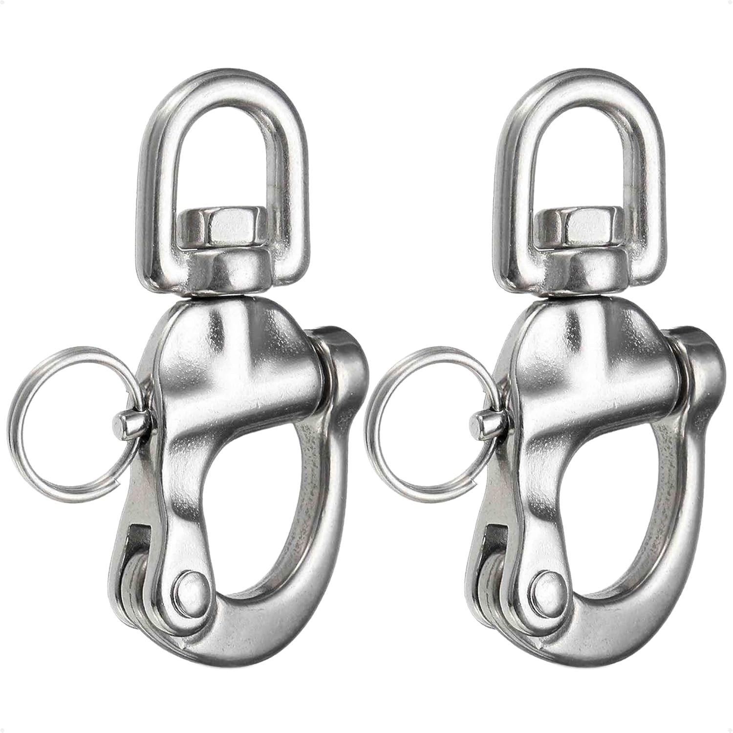 Five Oceans Swivel Eye Snap Shackle Quick Release Bail Rigging for Sailing Boat, 316 Marine-Grade Stainless Steel Clip Carabiner Hook