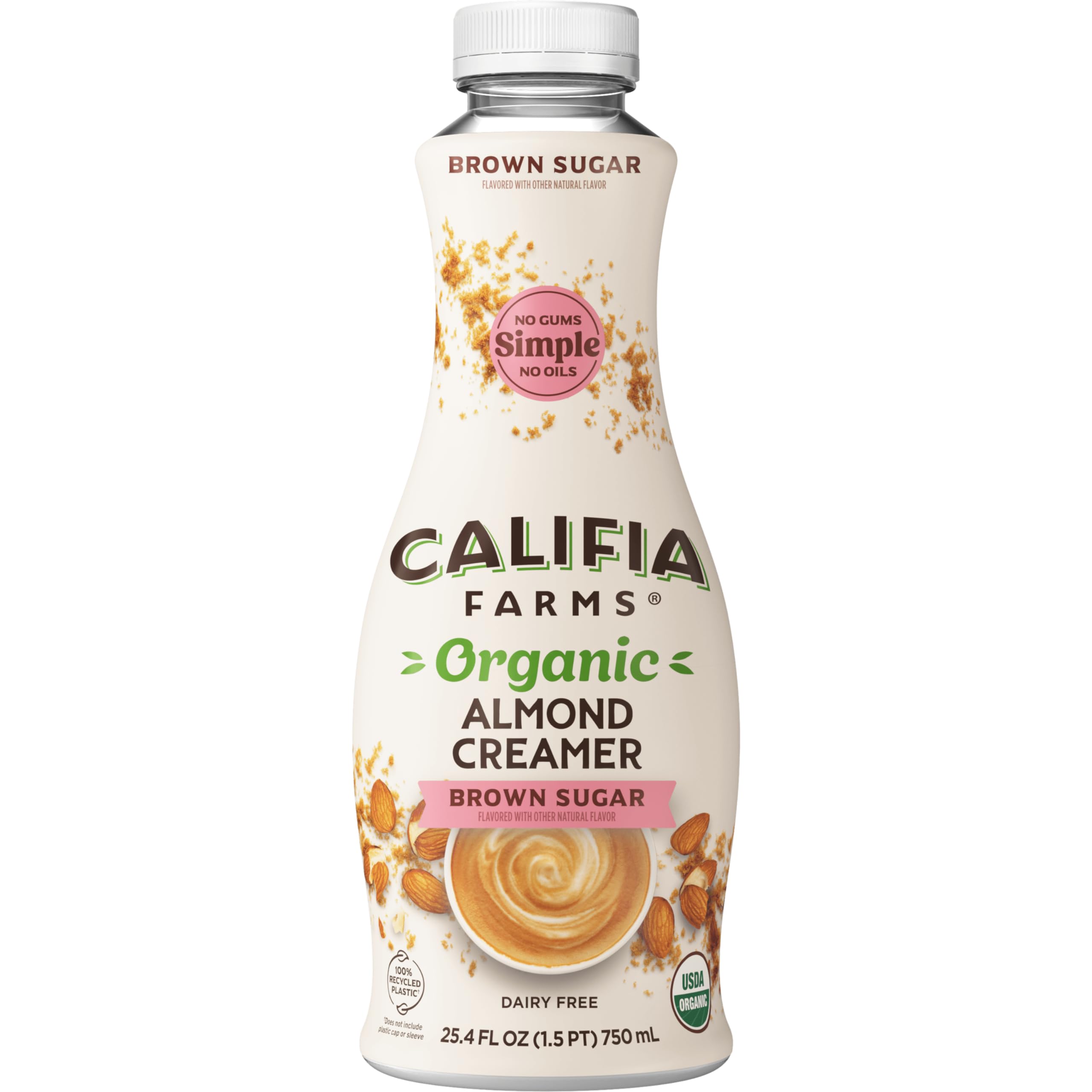 Califia Farms - Organic Brown Sugar Almond Milk Coffee Creamer 25 4 Oz Dairy Free Plant Based Vegan