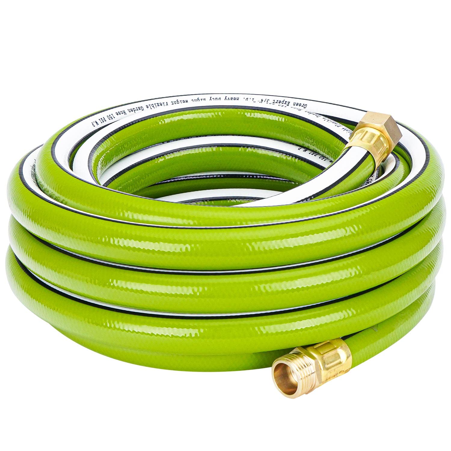 G green EXPERTPVC Garden Hose 50FT Length 5/8" ID with 3/4" GHT Brass Fittings for Quick Water Transferring High Pressure Discharge Hose Easy Installation for House Garden Backyard Farm Watering