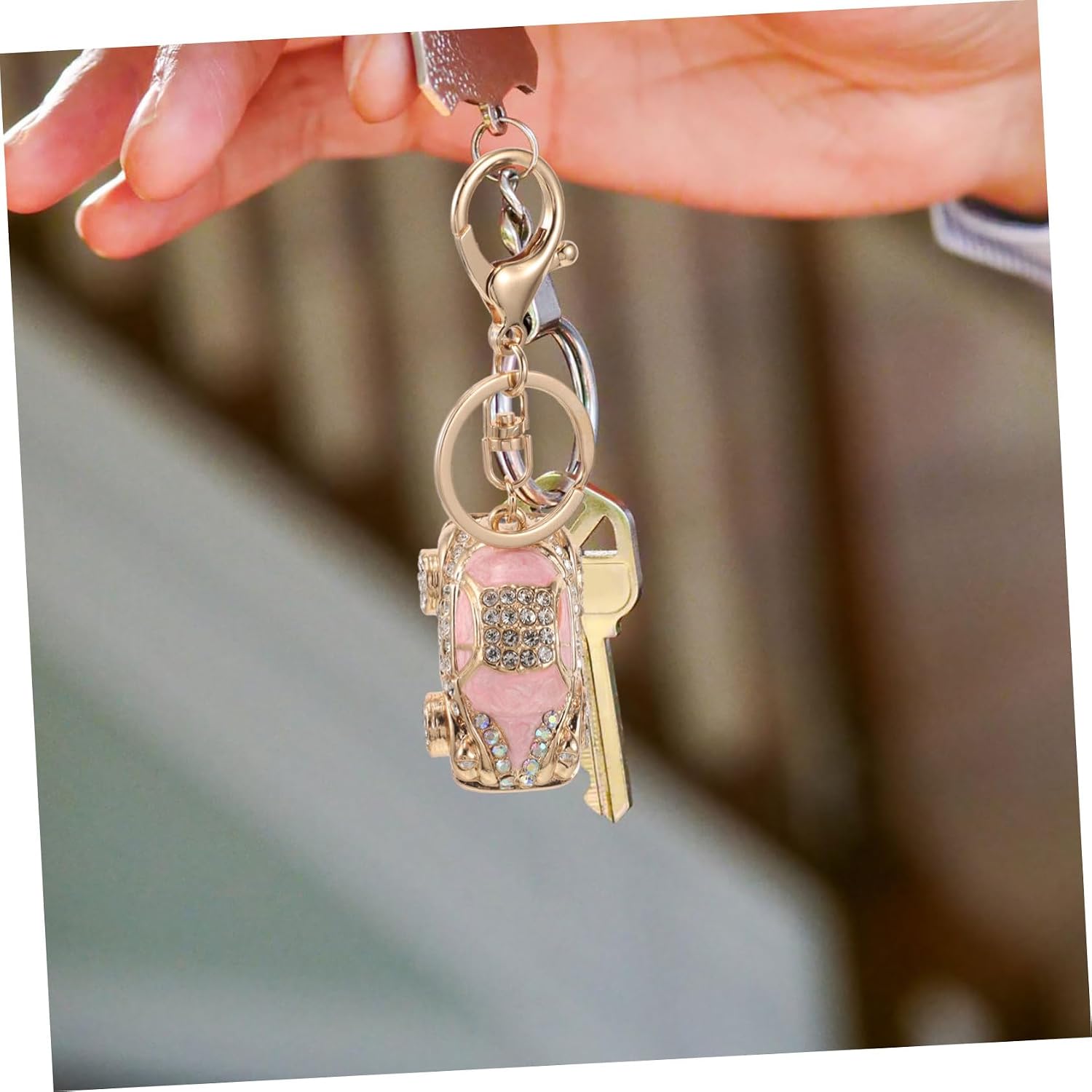 Decorative Small Car Keychain Portable Zinc Alloy Key Accessory Pink image 4