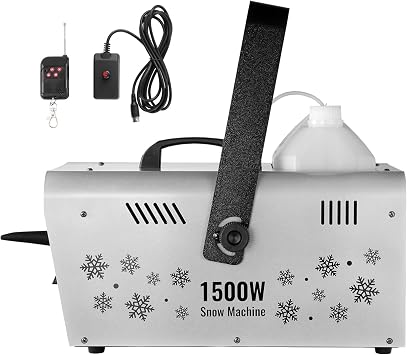 Happybuy Snow Machine, 1500W Snow Maker Machine with 2 Remotes Control and 5L Large Capacity Water Tank, High Output Snowflake Maker Stage Snow Effect for Christmas, Halloween, Wedding, DJ Parties