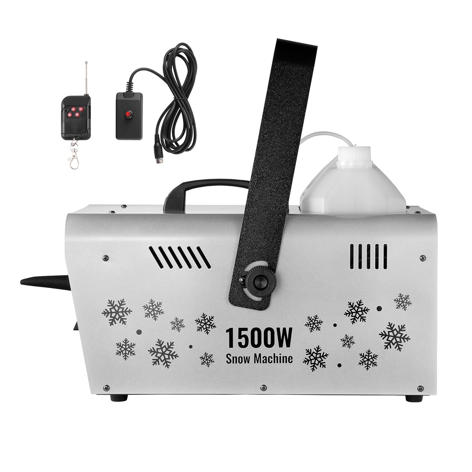 Happybuy Snow Machine, 1500W Snow Maker Machine with 2 Remotes Control and 5L Large Capacity Water Tank, High Output Snowflake Maker Stage Snow Effect for Christmas, Halloween, Wedding, DJ Parties