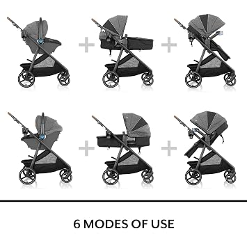Evenflo Shyft Intuiti+ Travel System Featuring Revolve180 LiteMaxTM NXT Rotating Rear-Facing Lightweight Preemie and Infant Car Seat with SensorySoothe 3-30 lbs. (Angler Tweed)