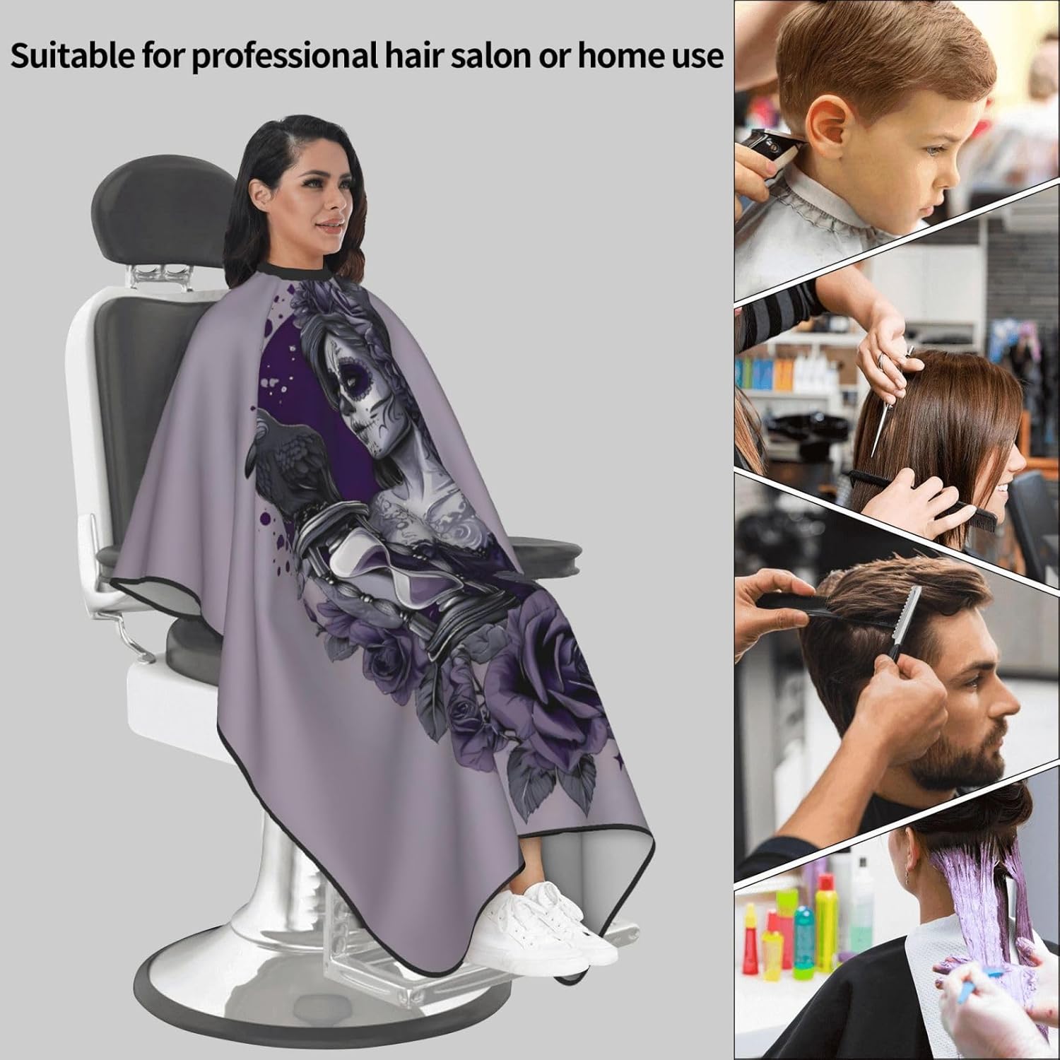 Skull Vintage Hair Cutting Barber Cape Hair Salon and Dyeing Styling Cloth for Women/Men