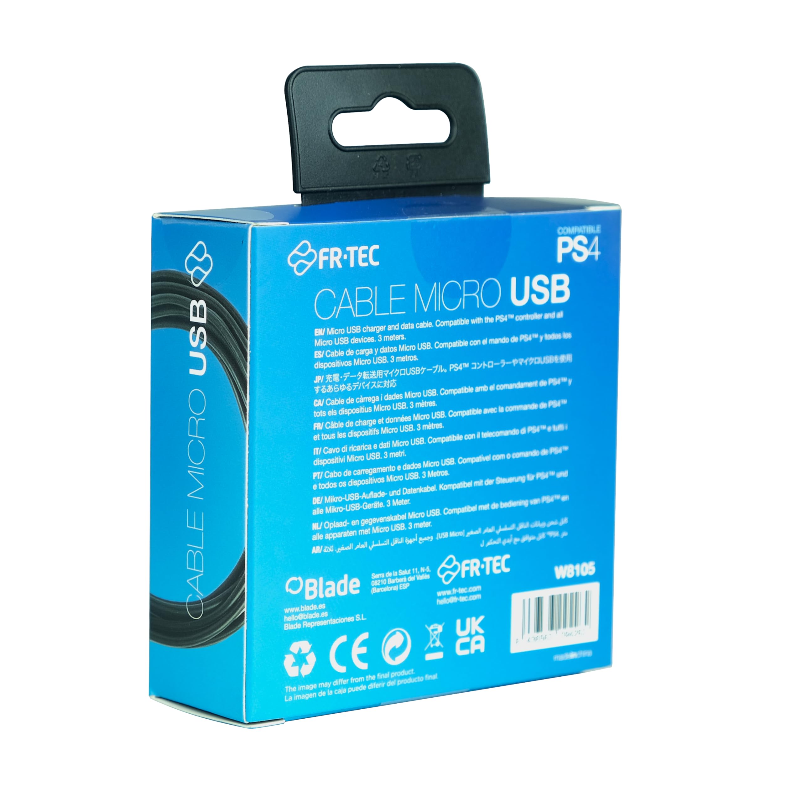 Image secondaire de FRTEC - Câble de charge pour la manette, compatible avec Playstation 4, Micro USB a USB