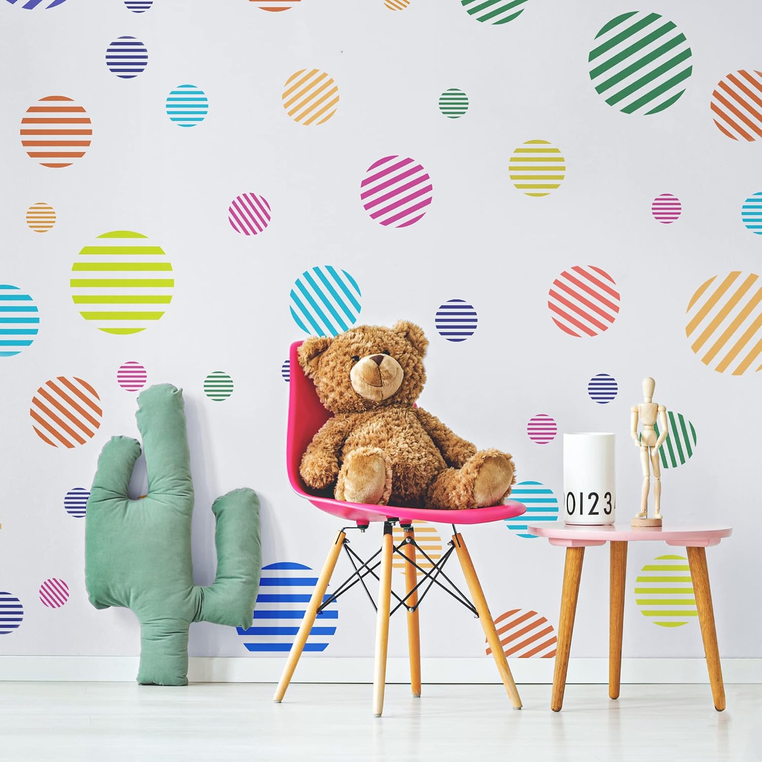 NAKLEO Painting Stencils Set for Nursery Room, 5 Pcs Templates 3.5" to 13.4" Halftone Stripe Circle, Plastic and Reusable Drawing Stencils, Decor, Craft DIY Wall Furniture