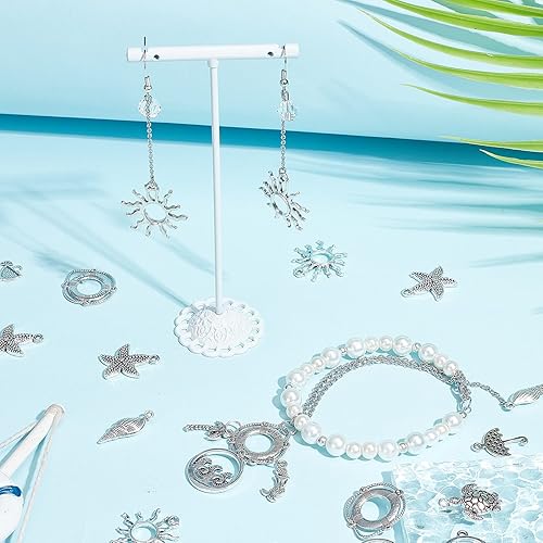 Miniatura 5 de SUNNYCLUE 1 caja de 72 piezas de 12 estilos de dijes plateados del océano Hawaii Beach Charm a granel estilo tibetano aleación tortuga marina sol