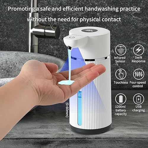 Miniatura 4 de Dispensador automático de jabón, dispensador de jabón para platos sin contacto recargable, 4 niveles ajustables, para cocina, baño, hotel,