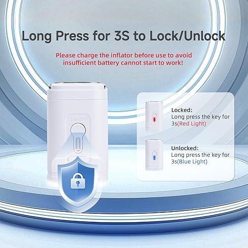 Miniatura 3 de Mini bomba de aire eléctrica portátil para inflables, luz de campamento (SOS), 5 boquillas universales, clip de mosquetón, recargable de 2400 mAh,