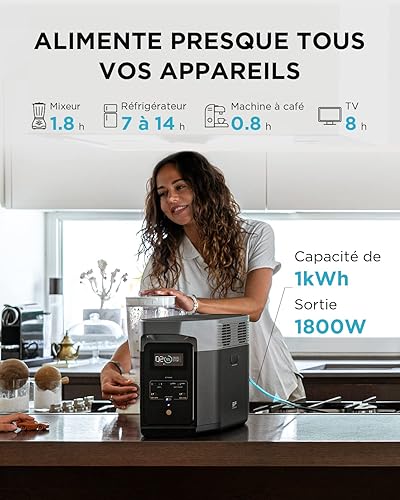 EcoFlow DELTA 2 Station électrique portable avec capacité évolutive de 1-3 kWh, batterie LFP, charge rapide, générateur solaire pour alimentation de secours domestique, balcon, camping et camping-cars - 2
