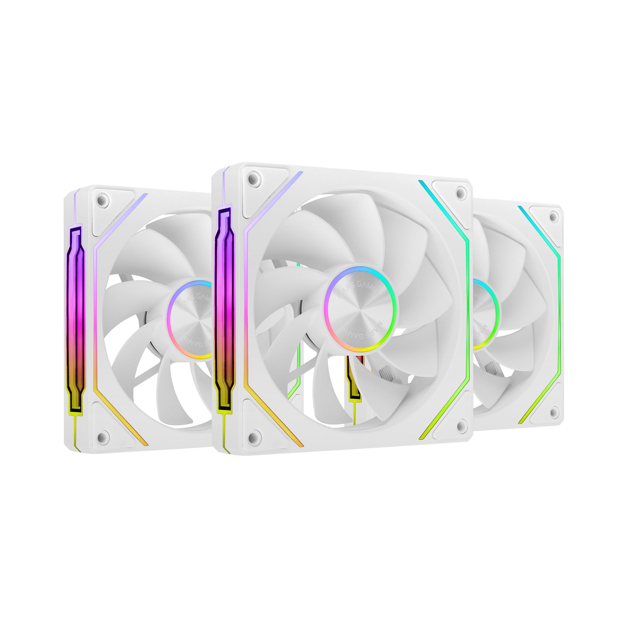 Mars Gaming MF-LINKFINITYKIT2R, Kit 3x Ventiladores Modulares PWM 120mm con Aspas Invertidas, Iluminación ARGB Infinity Mirror, Sistema Modular LINKFINITY Magnético, Configuración Flexible 2+1, Blanco