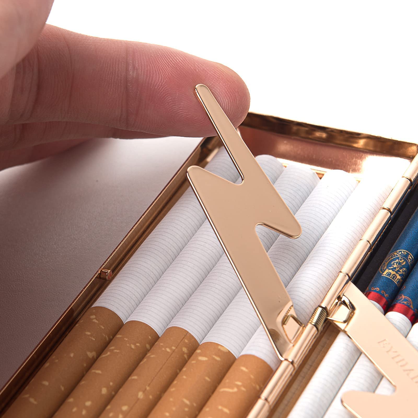 Amazon.com: Metal Carry Cigarette Case, Double Sided Spring Clip,Holds 10  100mm Cigarettes (Vines Gold) : Health & Household