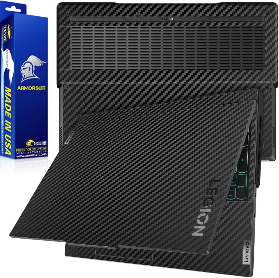 ArmorSuit MilitaryShield Black Carbon Fiber Skin Vinyl Wrap for Lenovo Legion Pro 7 / 7i (Gen 8, 16 Inch)