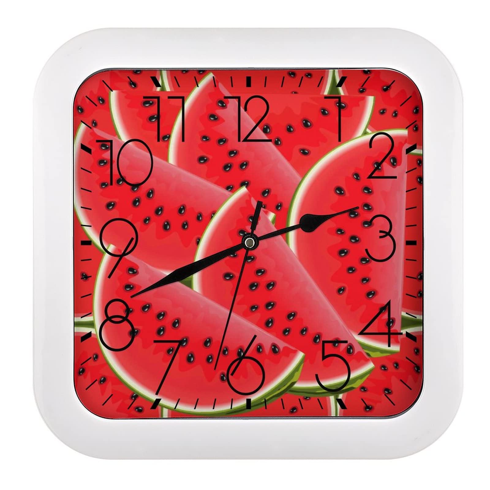 Melon d'eau horloge murale carrée pour décorer le salon et la chambre