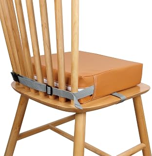 Toddler Booster Seat for Dining Table, Booster Seat for Table with Non-Slip Bottom & Straps, HOSEASCA Kitchen Booster Seat with PU Washable Cover for 4-35 Months(Orange)