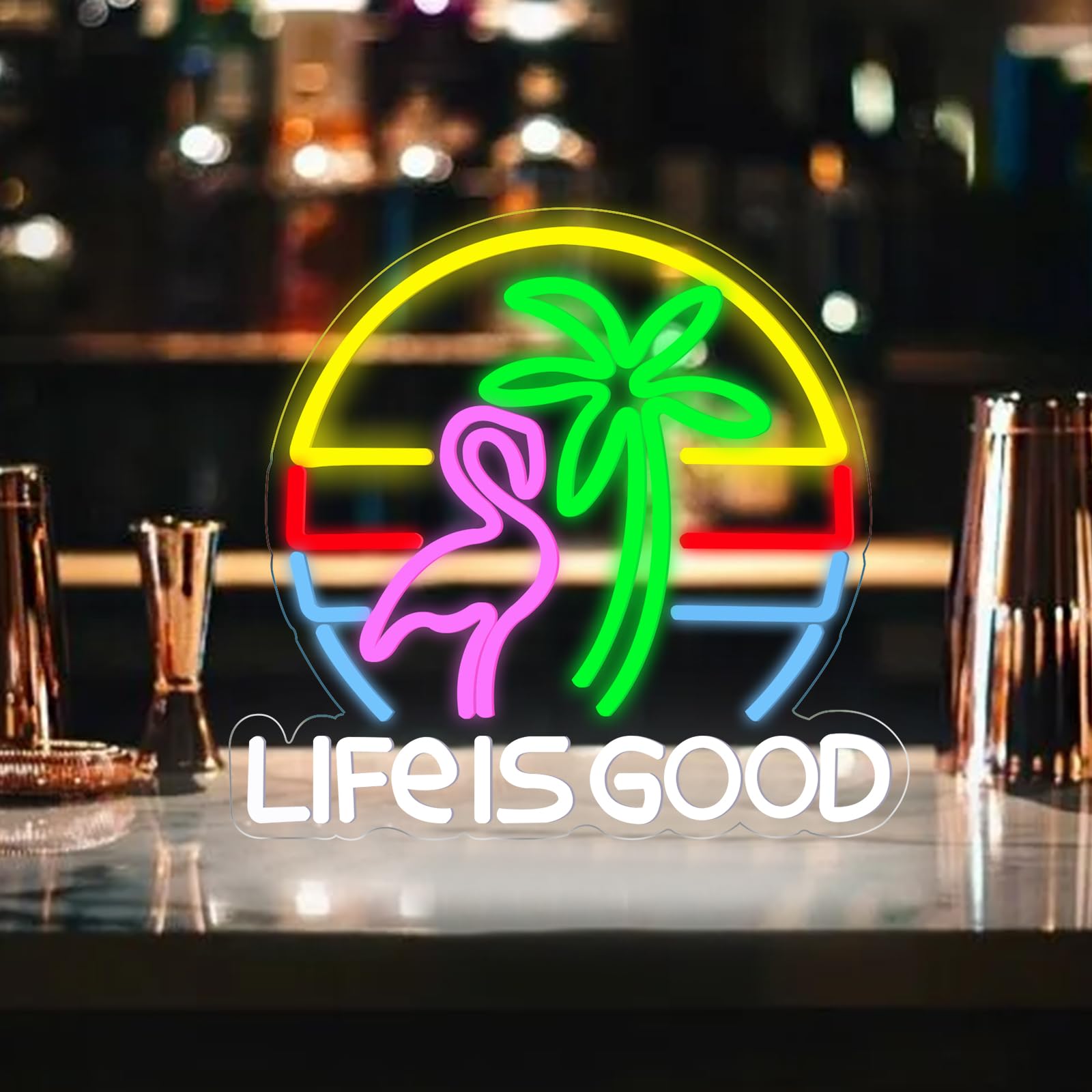 Flamingo Neon Schild Palme Bier Bar Neon Lichter für Wand LED Neon Licht Zeichen für Home Bar Cart Sommer Strand Restaurant Mann Höhle Bier Cafe Bistro Club Party Décor