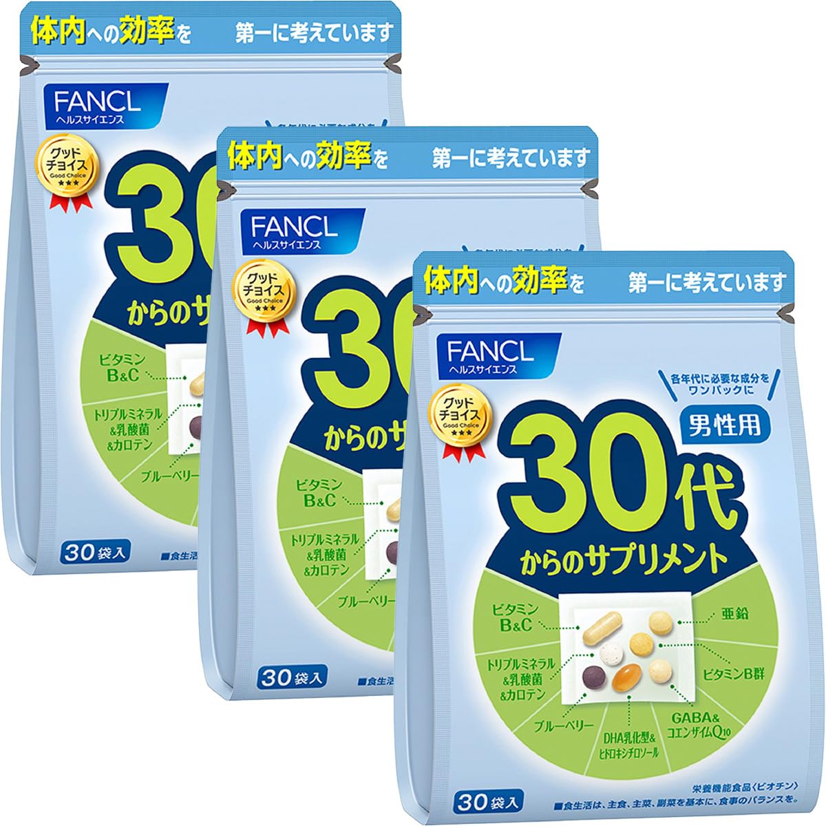 ファンケル(FANCL) 30代からのサプリメント男性用 45~90日分 (30袋×3) ファンケル(FANCL) 30代からのサプリメント男性用 45~90日分 (30袋×3)