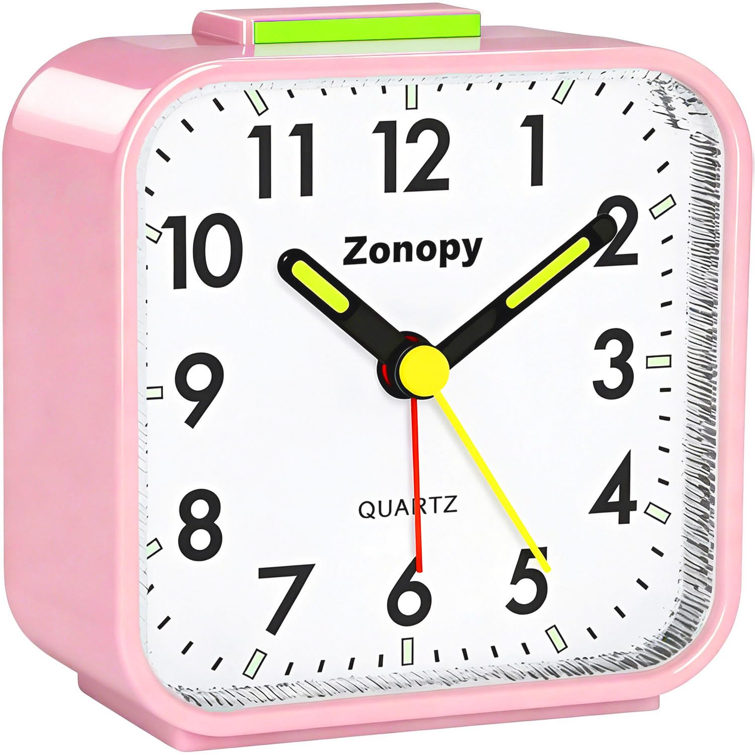 Zonopy Silent Analog Alarm Clock with Night Light, Battery Operated, Loud Alarm, Snooze, Bright Screen, Portable Design, Back to School Gfits