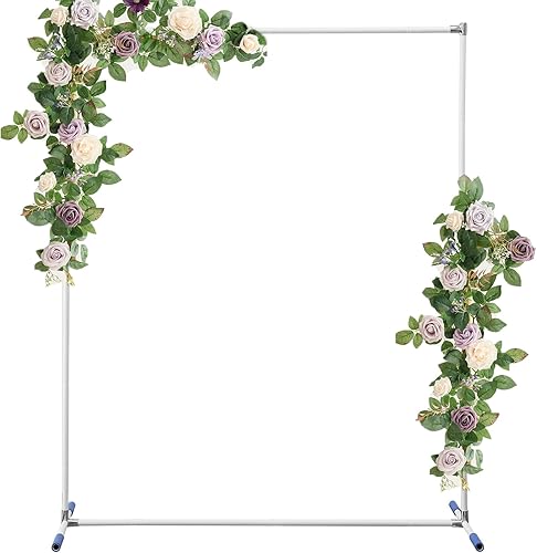 Soporte de arco de boda blanco de 7 x 6 pies arcos rectangulares de metal para ceremonia soporte de arco de jardín resistente para boda novia fiesta