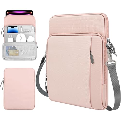 TiMOVO 13 Inch Tablet Sleeve with Shoulder Strap for iPad Air 13" M3 2025, iPad Pro 13"/12.9", Galaxy Tab S9/S10 Plus/S9 FE Plus 12.4", Remarkable Paper Pro 11.8", Pink
