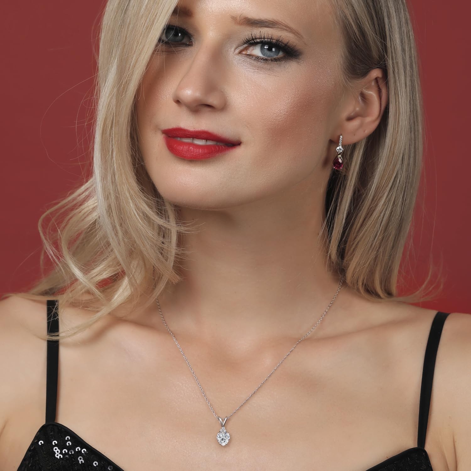 Gem Stone King 1 Ct Heart Shape 14K White Gold IGI Certified Lab Grown Diamond Pendant Necklace | E-F Color | VS1-VS2 Clarity | Gold Necklace For Women | With 18 Inch Gold Chain