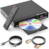 WSJSYH Region Free DVD Player for TV HDMI 1080p Upscaling All Formats CD/DVD/USB Remote Cables Included
