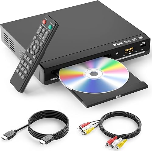 Reproductores de DVD para TV con HDMI, Reproduce Todas las Regiones y Formatos, Reproductor de CD para el Hogar, Soporta Vídeo 1080PCDDVDVCDJPEGUSB,