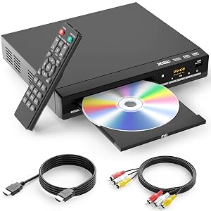 DVD Players for TV with HDMI Plays All Regions and Formats CD Player for Home Support 1080P Video