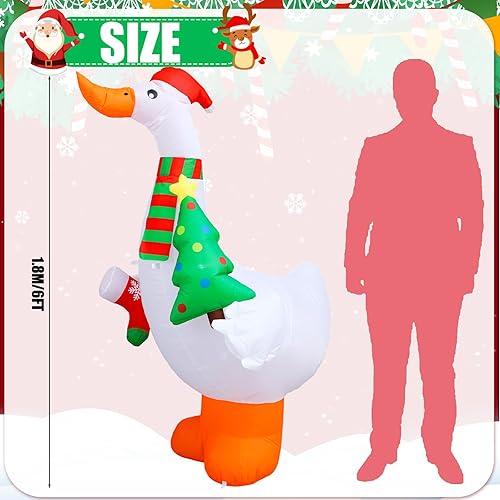 Vista 51 de Shappy Decoración inflable de Navidad de 4.9 pies con sombrero de Papá Noel, decoración inflable de Navidad con luz LED, decoración navideña