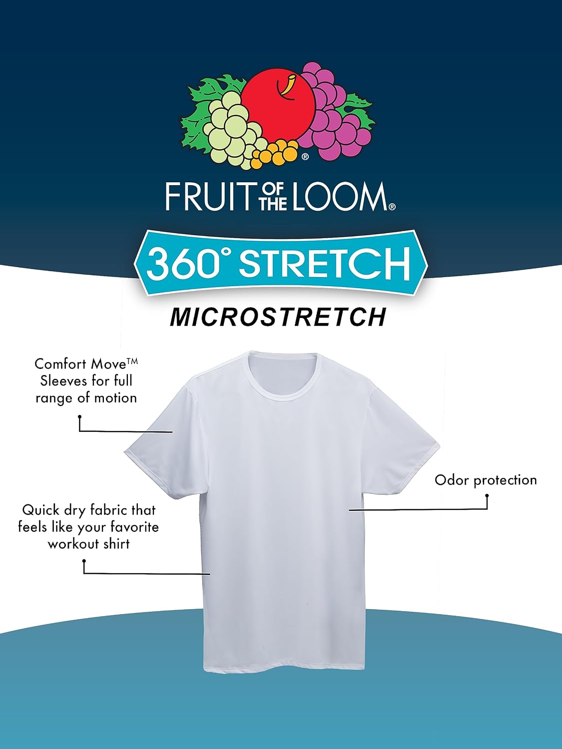 Fruit of The Loom Men's Cooling Undershirts, Quick Dry & Moisture Wicking