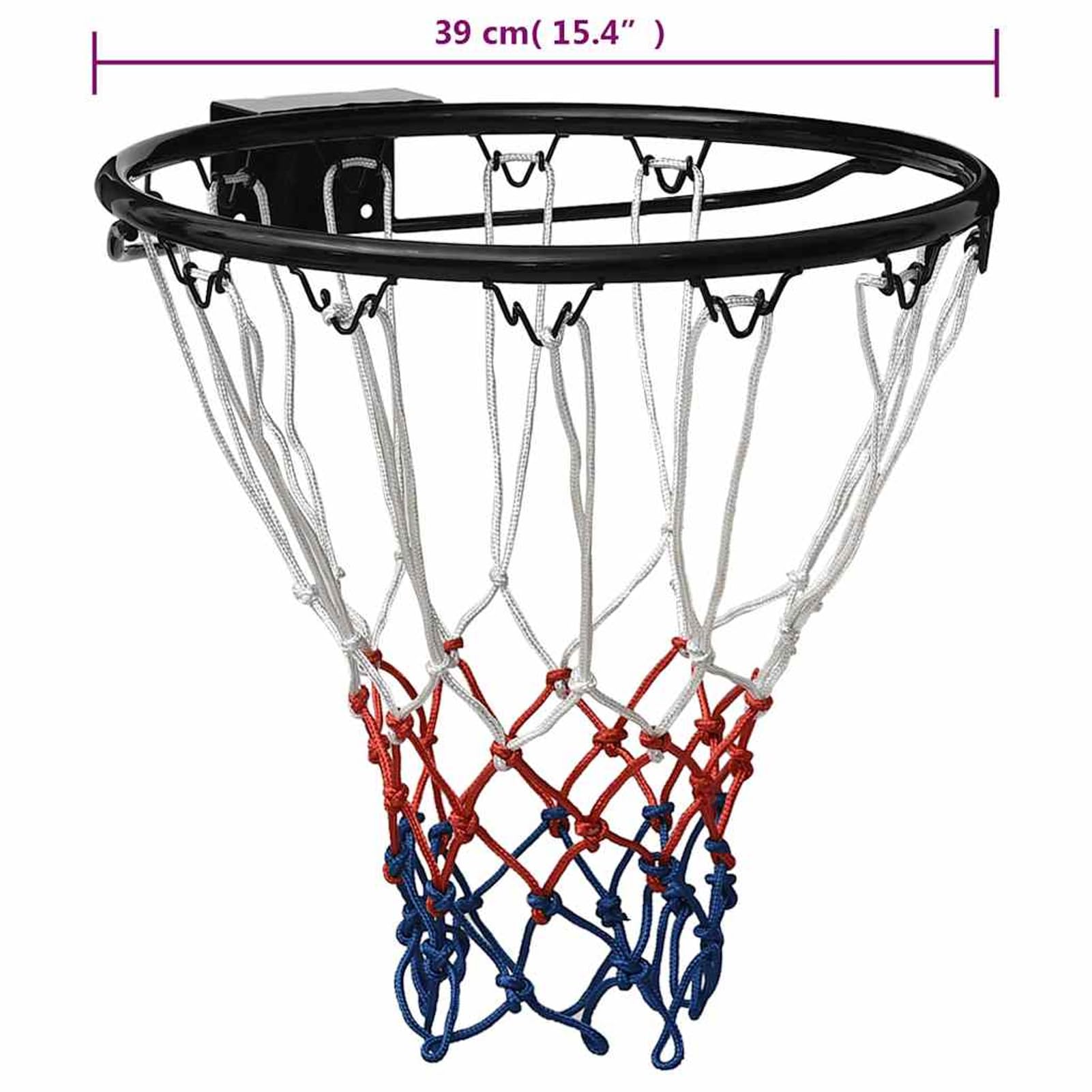 Gecheer Aro de Baloncesto Portátil con Red de Nylon, Apto para Interior y Exterior, Diámetro 39 cm, Negro/Blanco/Rojo/Azul Modelo YHSLRZJ-93661ES