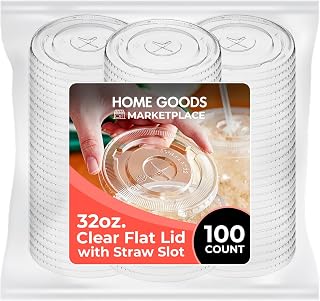 Clear Plastic Cup Lids, (Large) Fits 32 Ounce Cups – 100 Count – Leak-Proof & Durable | Perfect for Large Beverages, Iced Coffee, Smoothies & More (cups not included)